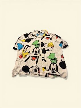 Disney ~ White ~ Short-Sleeve ~ Button-Down ~ Multicolor Mickey & Friends~ Sz 3X